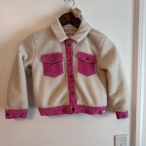 Girls Cheeky Plum Cream and Pink fleece Jacket
